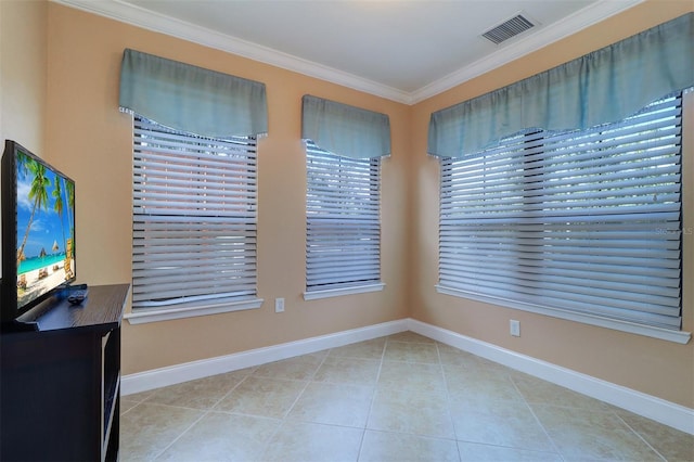 interior space featuring crown molding