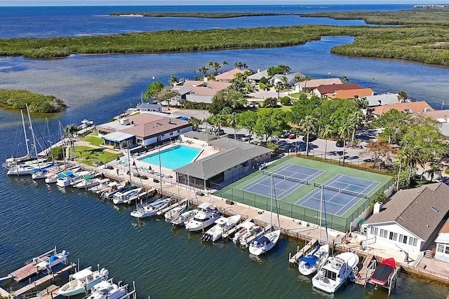 4514 Dewey Dr, New Port Richey, FL 34652 - bird's eye view of a nearby body of water and a pool