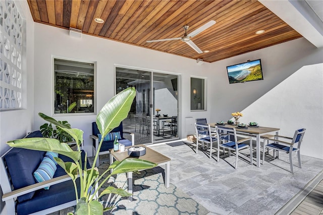 view of patio with ceiling fan