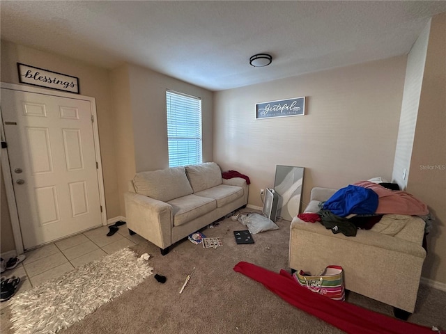 living room with light tile patterned floors