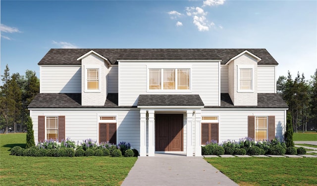 view of front facade featuring a front yard