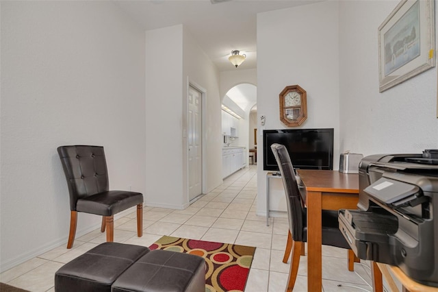 home office featuring light tile patterned flooring