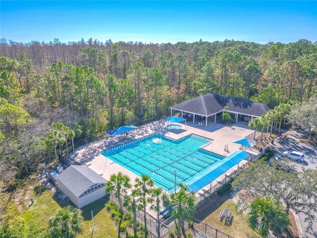 12113 Marblehead Dr, Tampa, FL 33626 - community pool featuring a forest view and fence