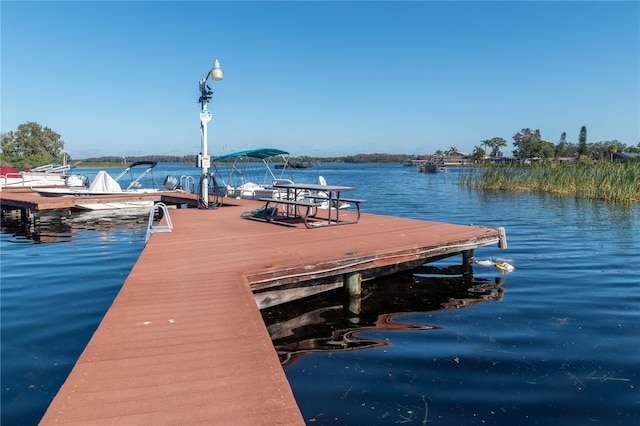 view of dock featuring a water view