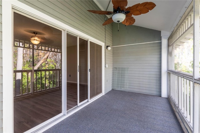 balcony with ceiling fan