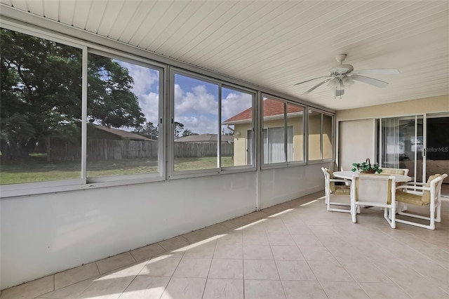10412 Ireland St, Spring Hill, FL 34608 - unfurnished sunroom featuring outdoor dining area and ceiling fan