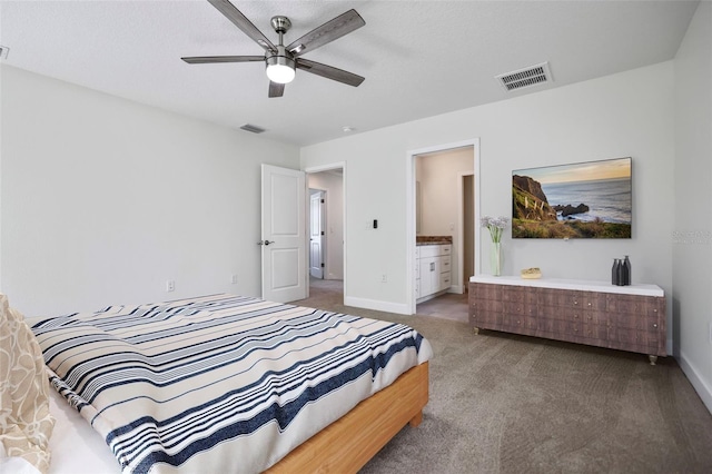 bedroom featuring carpet flooring, visible vents, and baseboards