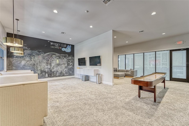 game room with carpet flooring