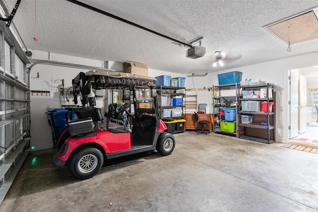 garage with a garage door opener