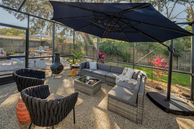 view of patio / terrace featuring an outdoor hangout area