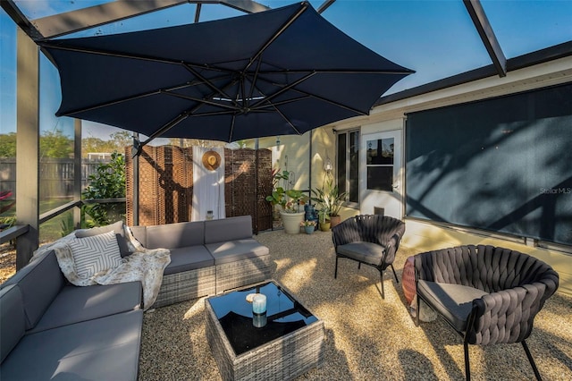 view of patio featuring french doors and an outdoor hangout area