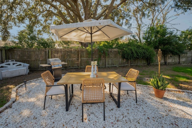 view of patio with area for grilling