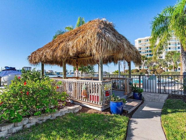 exterior space with a gazebo