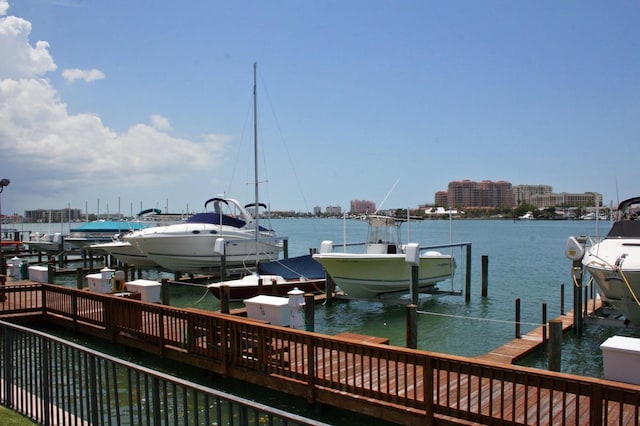 view of dock featuring a water view