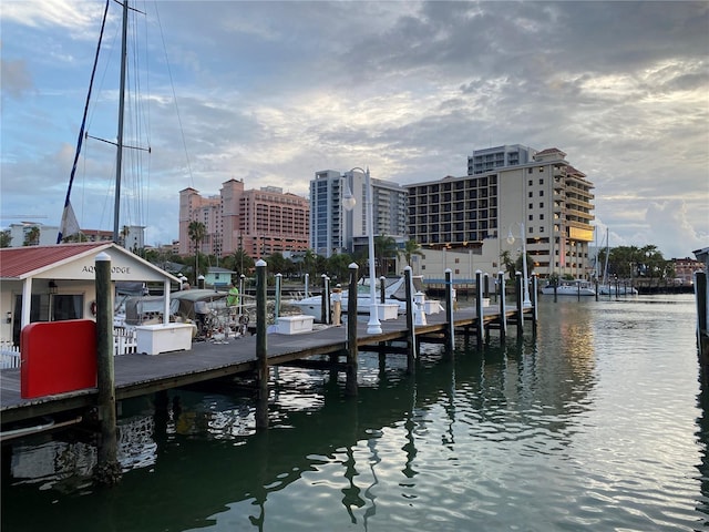 view of dock featuring a water view