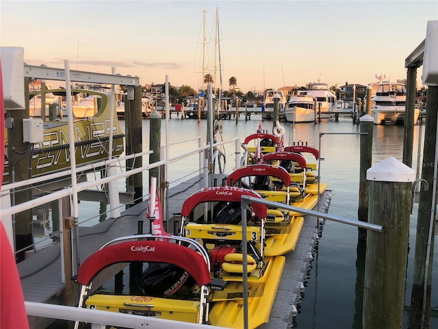 dock area featuring a water view