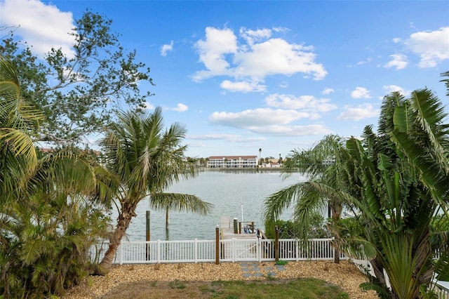 view of water feature featuring a dock