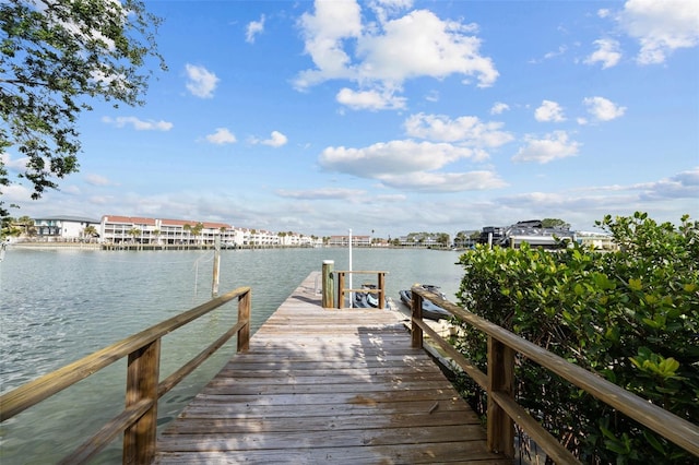 dock area featuring a water view