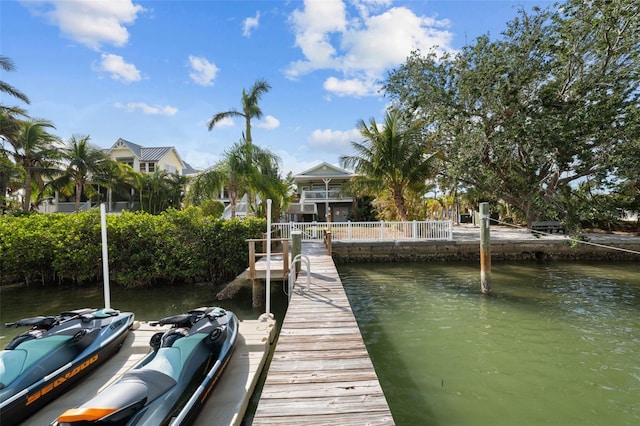 dock area featuring a water view