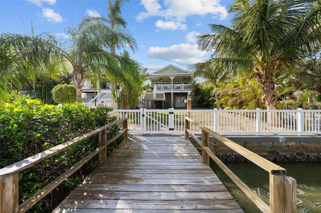 dock area featuring a water view