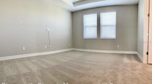 spare room featuring light carpet