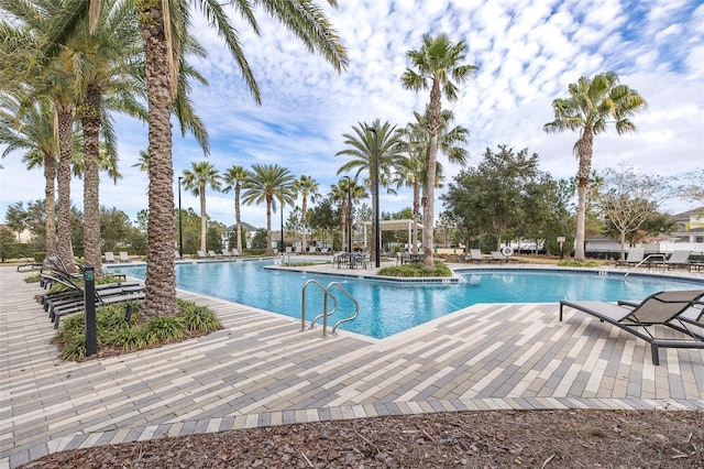 view of pool featuring a patio area