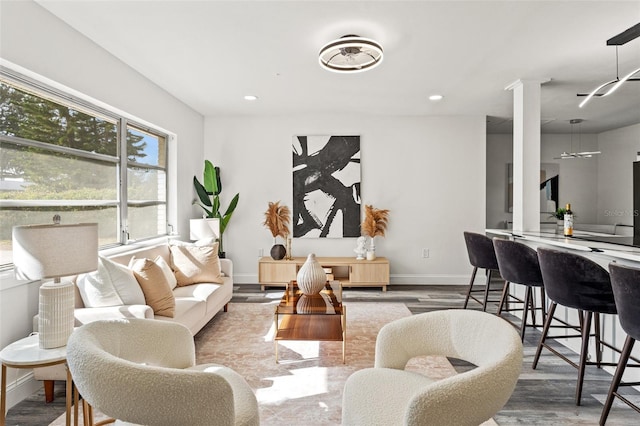 living room featuring hardwood / wood-style flooring