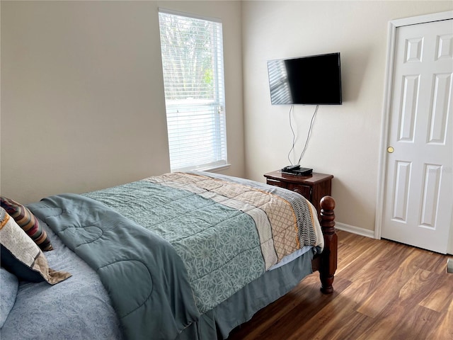 bedroom with hardwood / wood-style floors