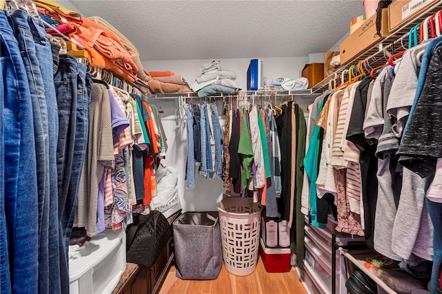 spacious closet with light hardwood / wood-style floors