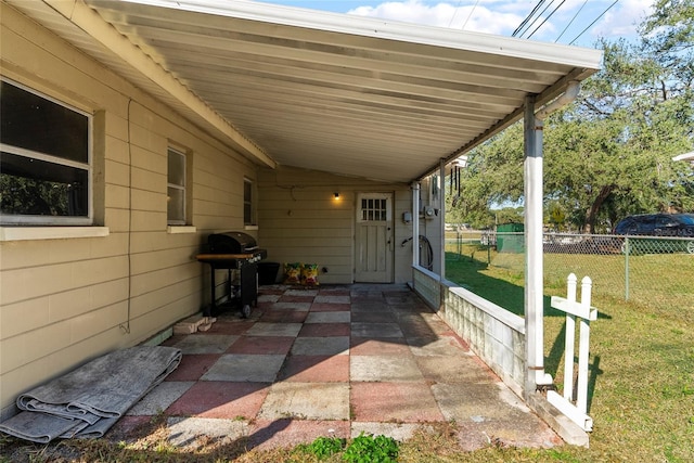 view of patio / terrace with a grill