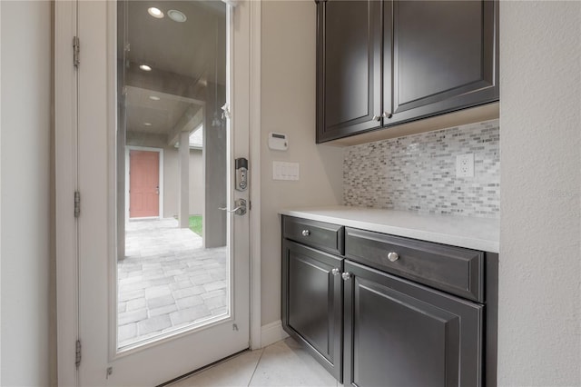 interior space featuring light tile patterned flooring