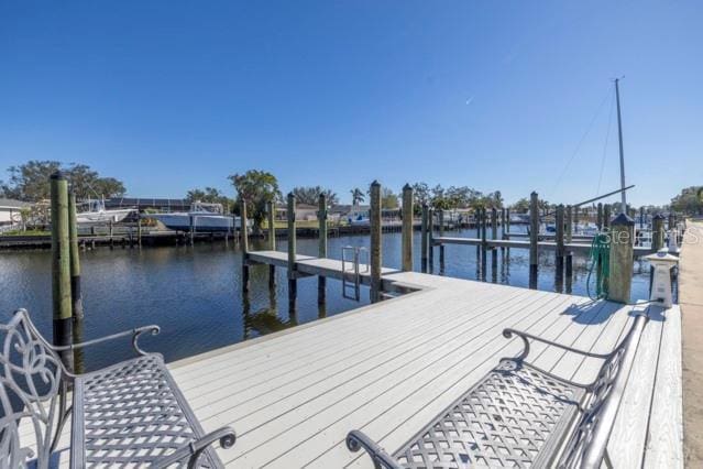 dock area featuring a water view