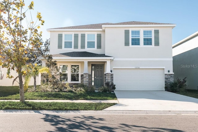 view of front of home with a garage