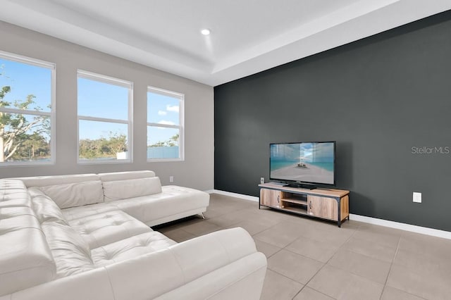 view of tiled living room