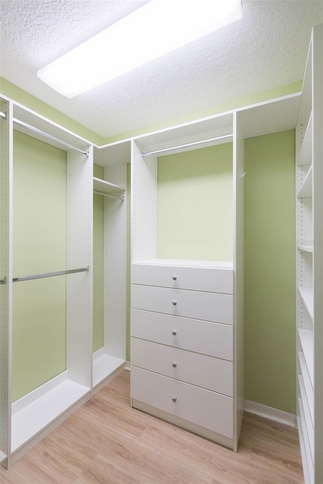 spacious closet with light hardwood / wood-style flooring