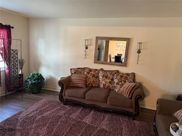 living room with hardwood / wood-style floors