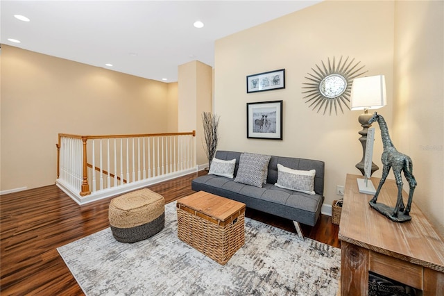 living room featuring dark hardwood / wood-style floors