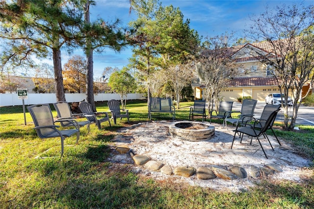 view of patio / terrace with a fire pit