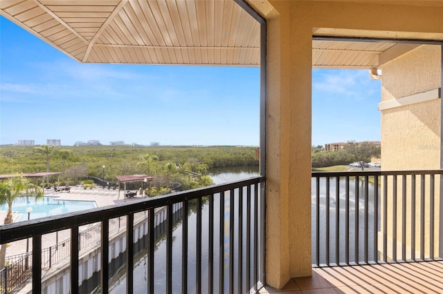 balcony with a water view