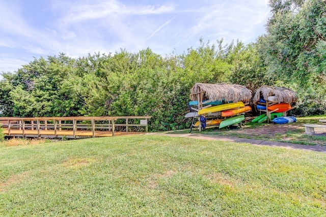 view of yard with a deck