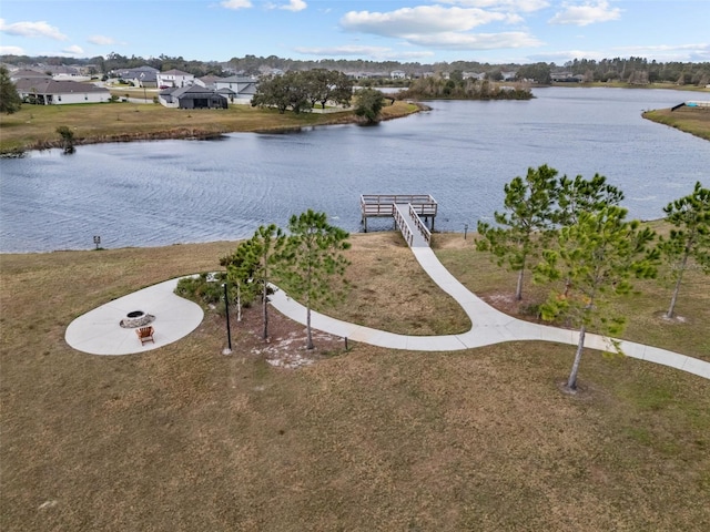 property view of water featuring a boat dock