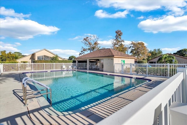 view of pool featuring a patio