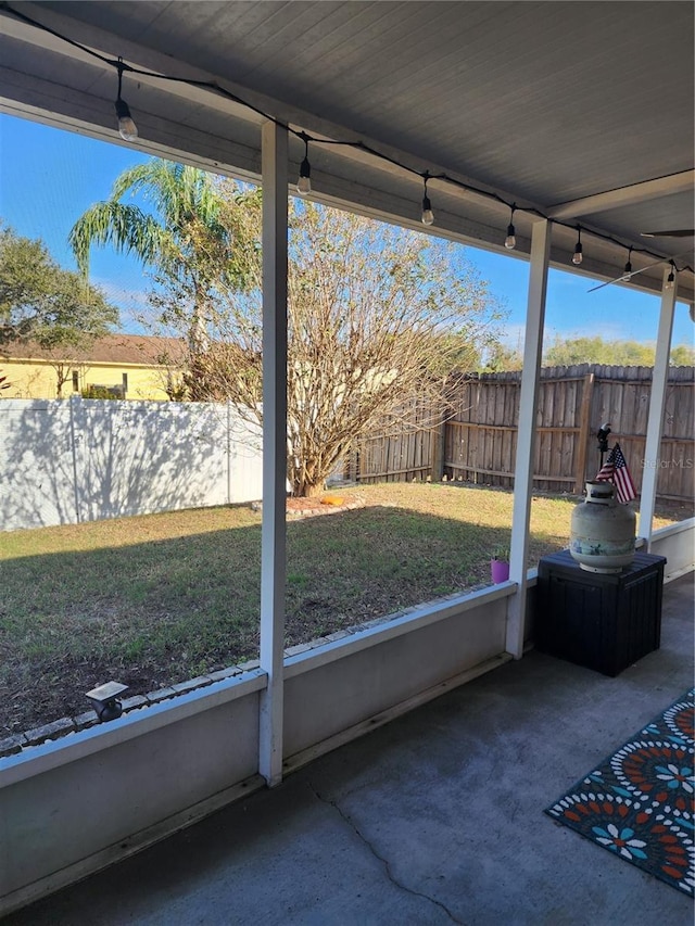 view of unfurnished sunroom