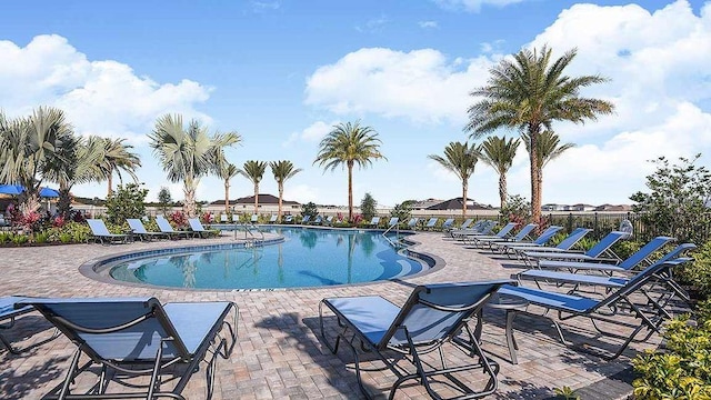 view of pool featuring a patio