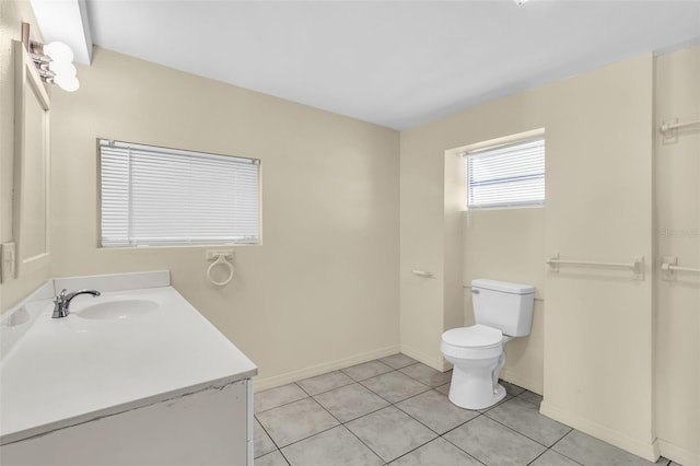 bathroom featuring tile patterned floors, vanity, and toilet