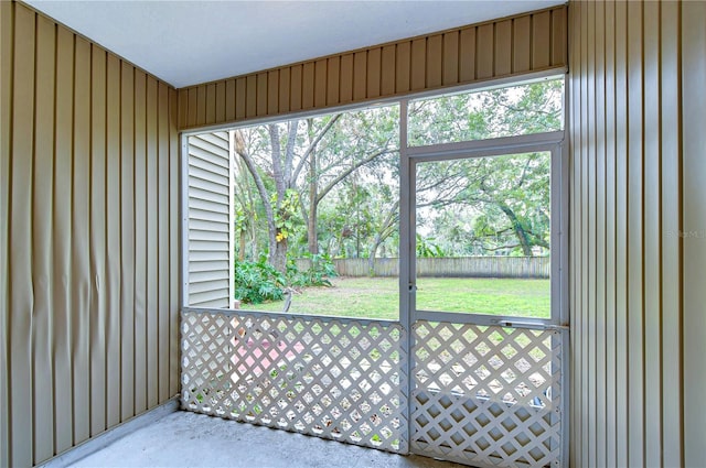 view of unfurnished sunroom