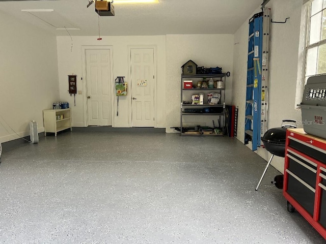 garage with a garage door opener