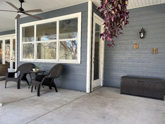 view of patio / terrace featuring ceiling fan