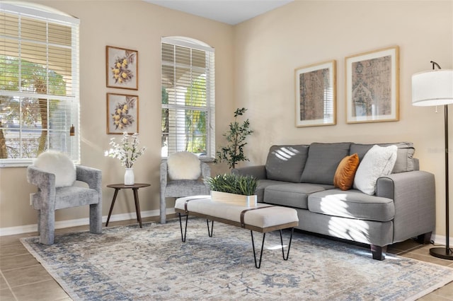 view of tiled living room