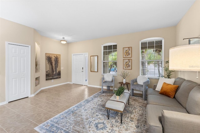 view of tiled living room